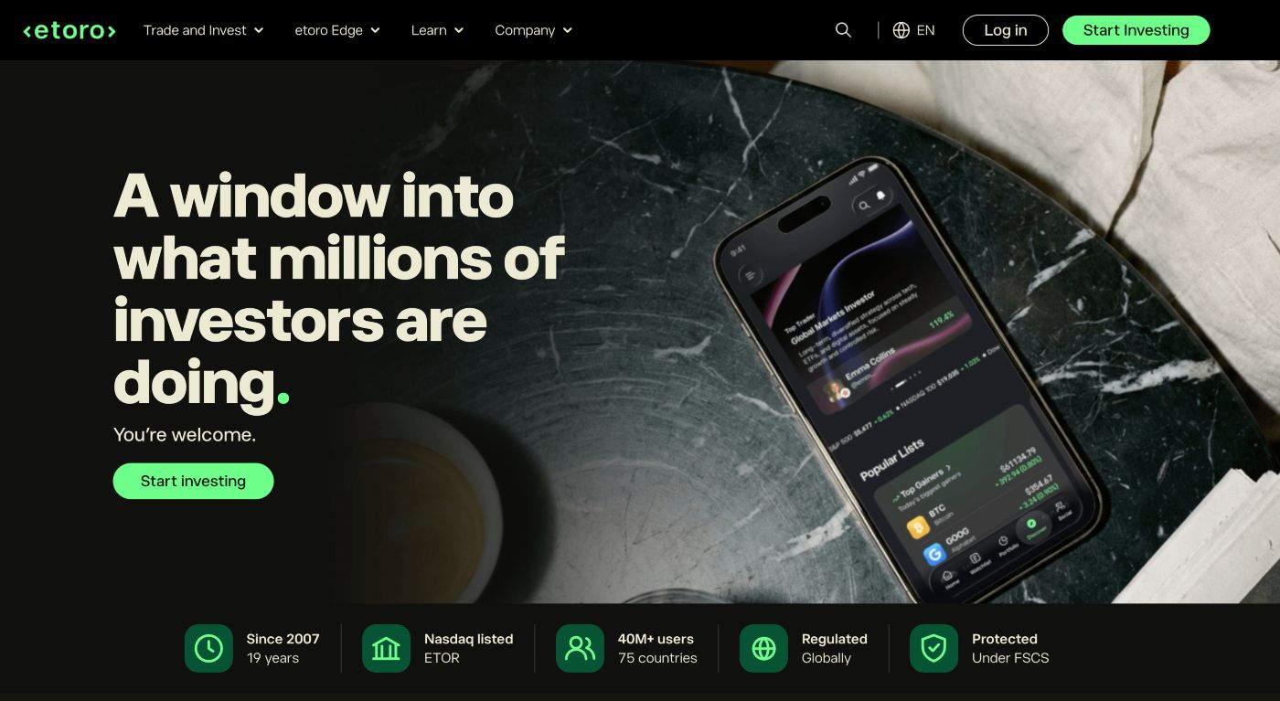 eToro home page