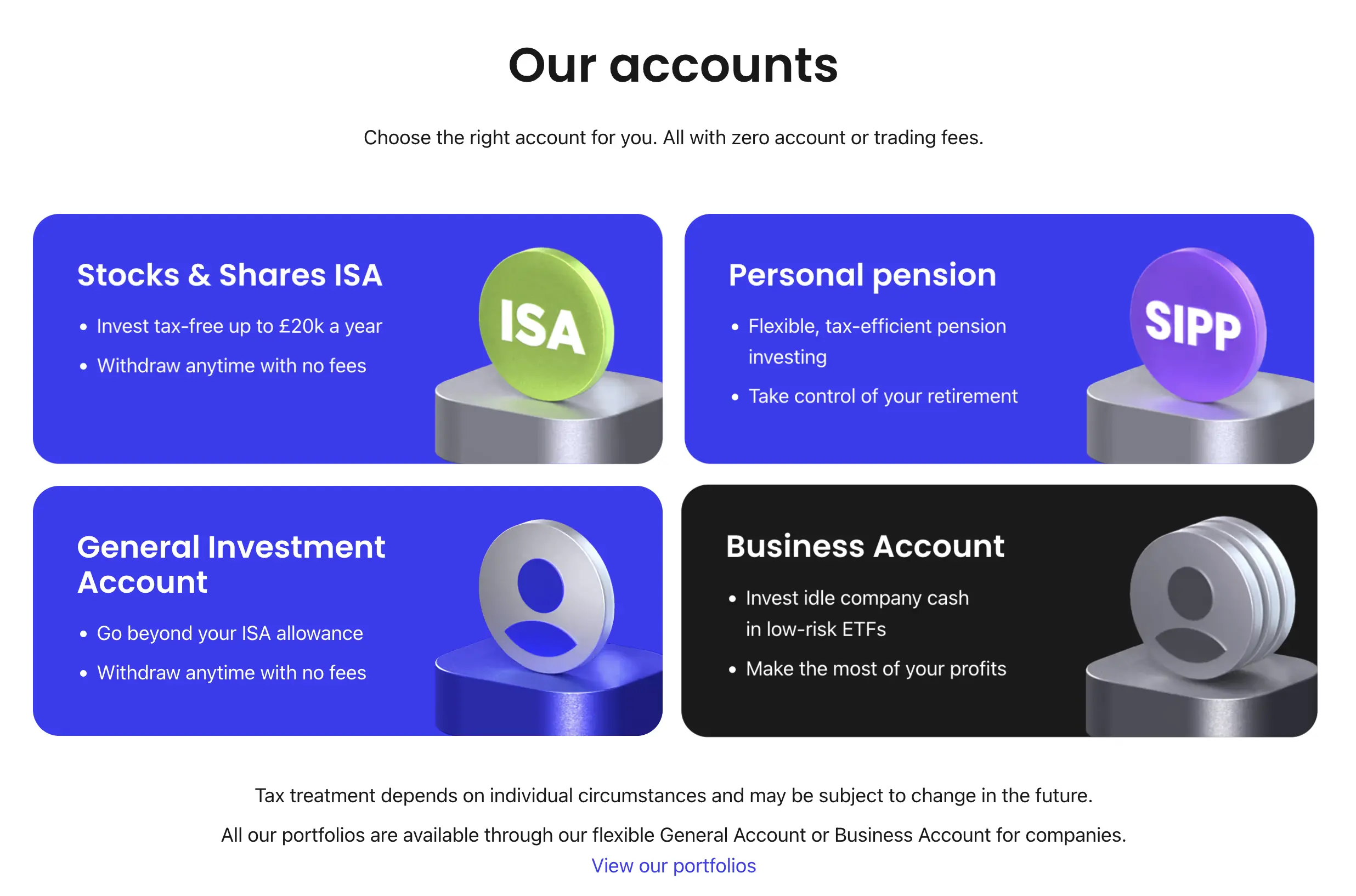 InvestEngine account types including ISA and SIPP
