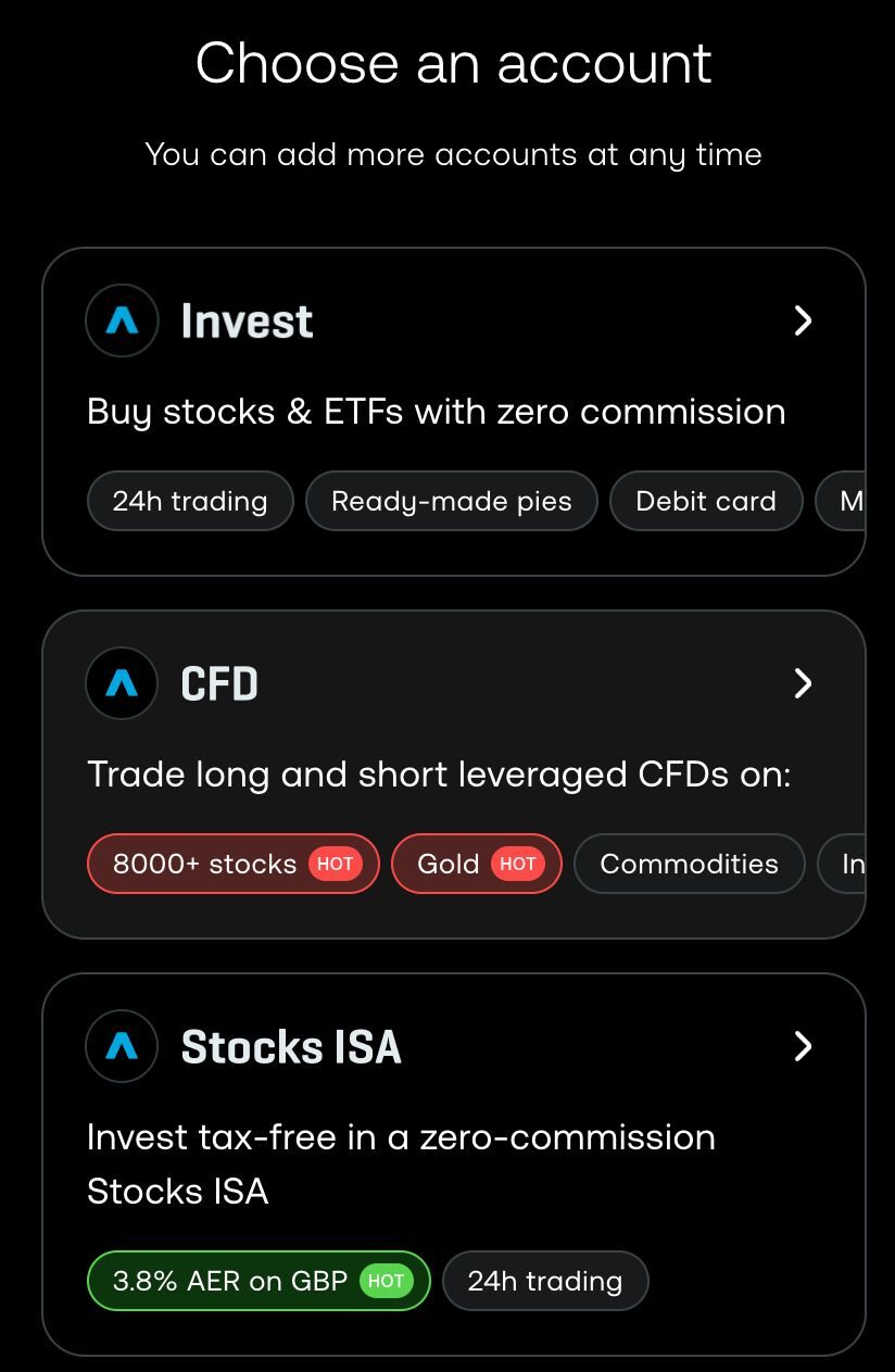 Trading 212 Account opening - Invest, CFD, Stocks ISA