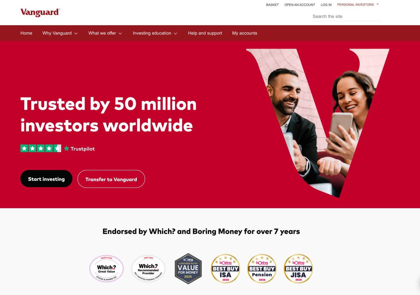Vanguard UK Investor home page