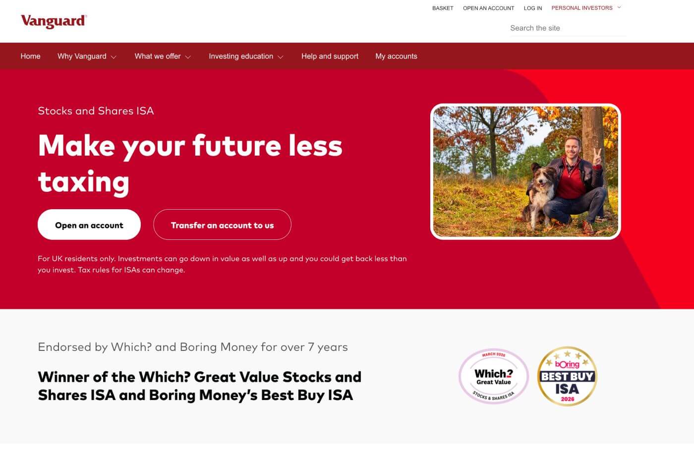Vanguard Stocks and Shares ISA page