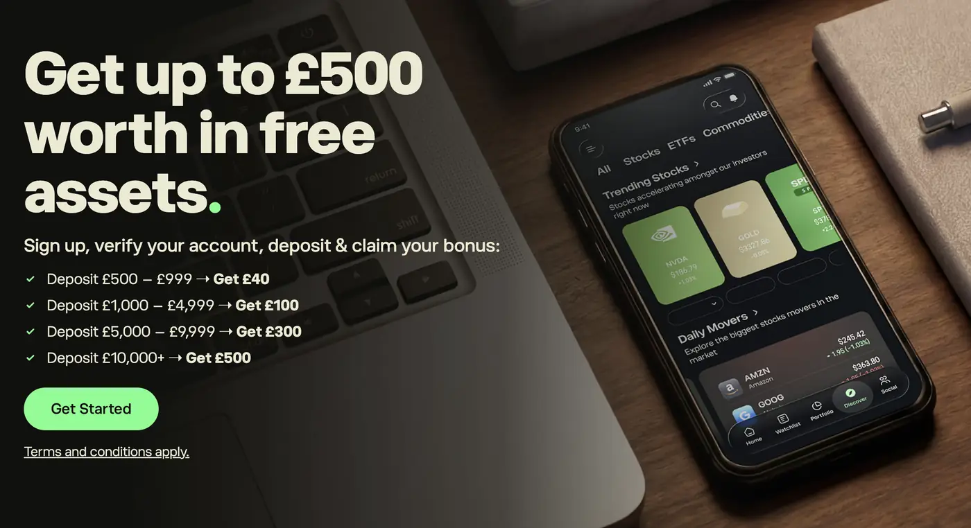 eToro UK tiered bonus offer: get up to £500 worth of free assets across four deposit tiers